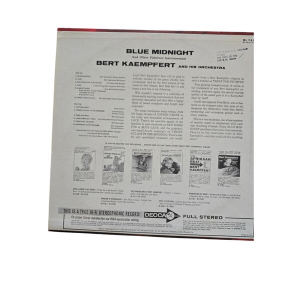 Blue Midnight Bert Kaempfert 12" Vinyl Record Vintage LP Jazz Big Band 1964 - Picture 2 of 3